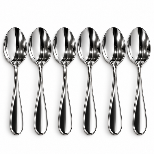 Premium Silver Stainless Steel Spoon Set – 6 Pcs