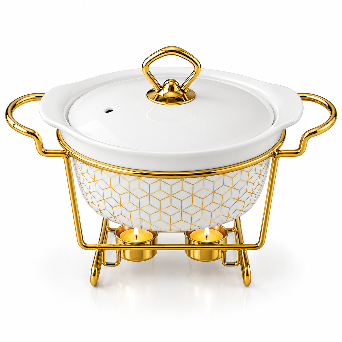 Brilliant Elegant Glow 2.6L Deep Round Ceramic Casserole with Metal Stand