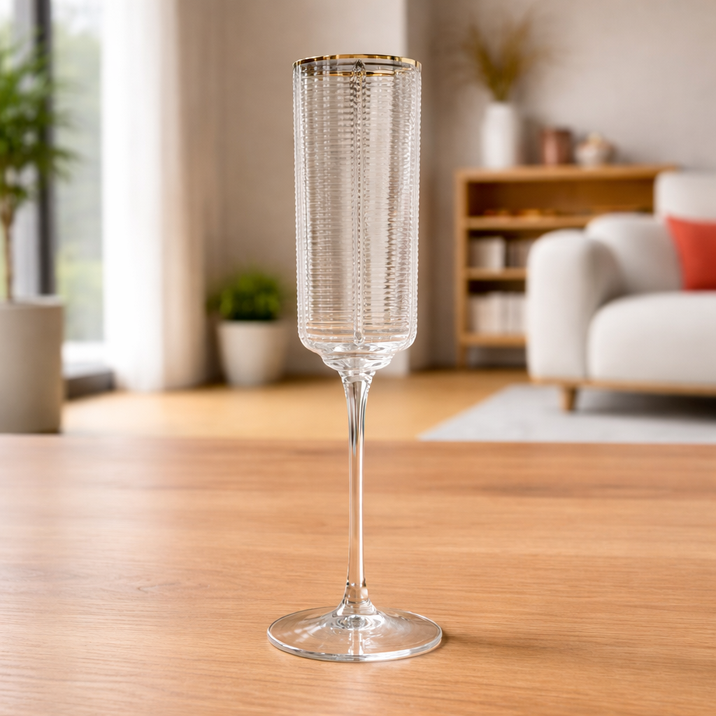 Crystal Champagne Flutes Glass - Set of 6