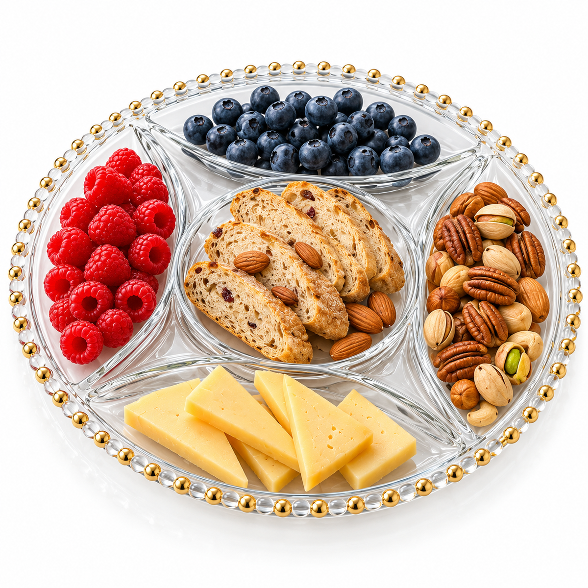 Danny Home 5-Section Glass Serving Plate – 33 × 2cm