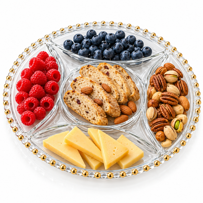 Danny Home 5-Section Glass Serving Plate – 33 × 2cm