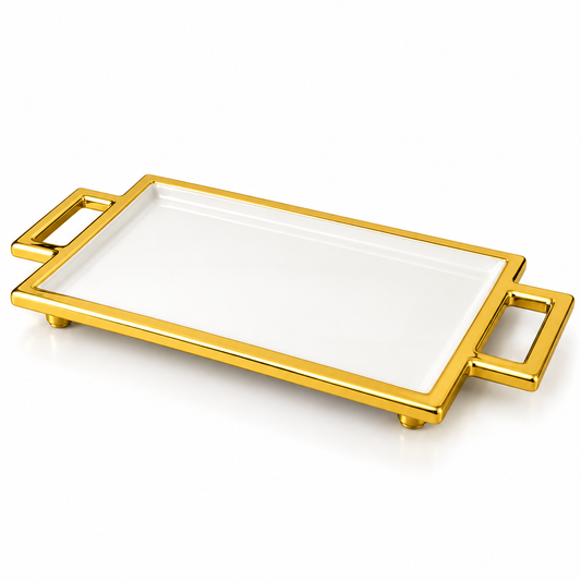 Brilliant Golden Luxe 11" Ceramic 2-Handle Strip Plate