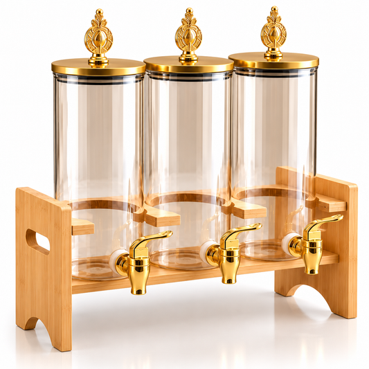 3-in-1 Glass Beverage Dispenser – 1.8L (Gold)