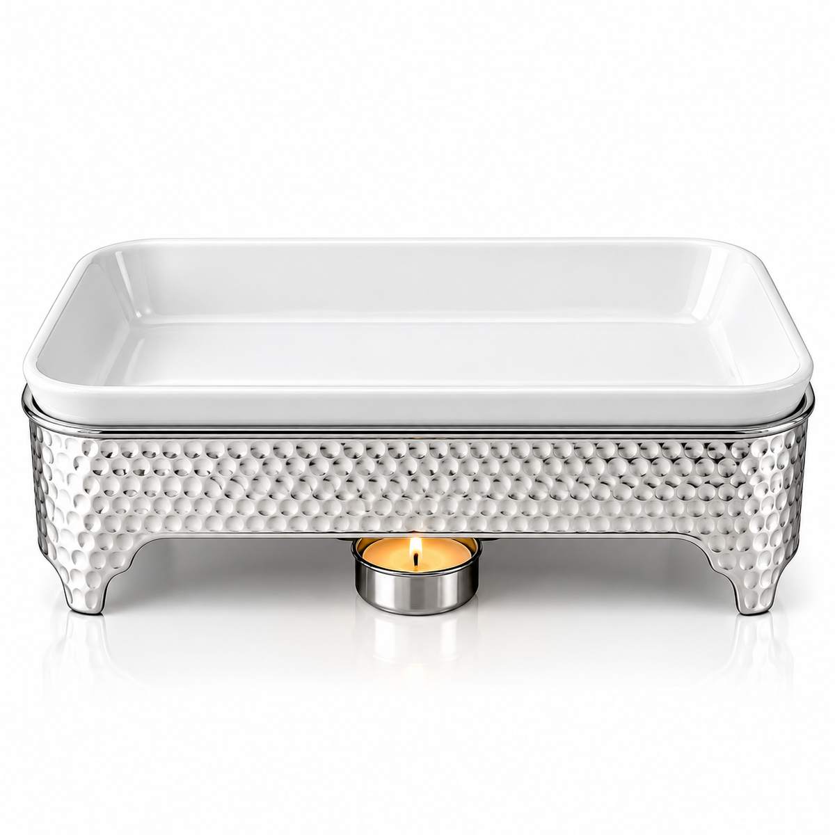 Brilliant Classic 10-Inch Rectangular Chafing Dish with Candle Stand
