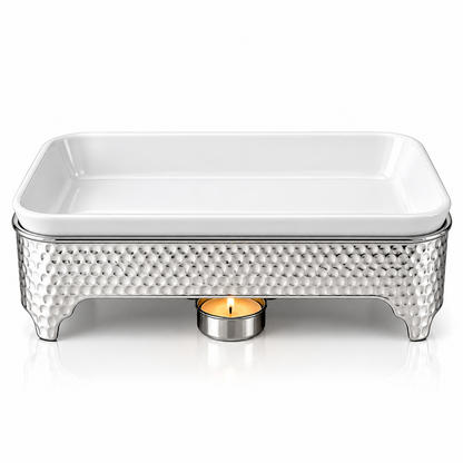 Brilliant Classic 10-Inch Rectangular Chafing Dish with Candle Stand