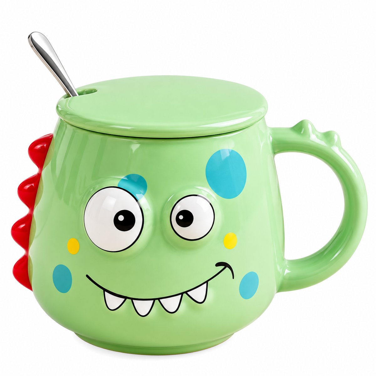 Cute Monster Ceramic Mug with Lid & Spoon