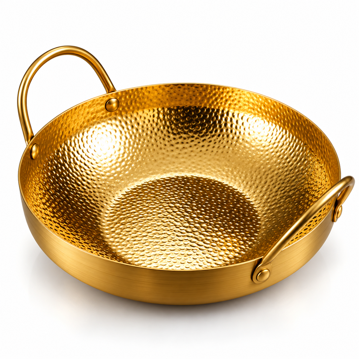 Luxury Golden Hammered Wok Serving Bowl – 24cm