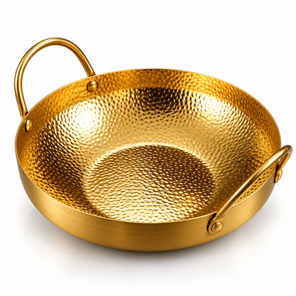 Luxury Golden Hammered Wok Serving Bowl – 20cm