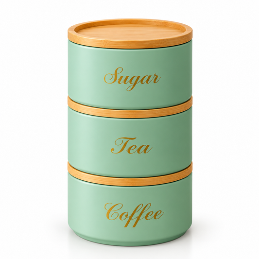 Stacking Metal Canister Set - Mint Green