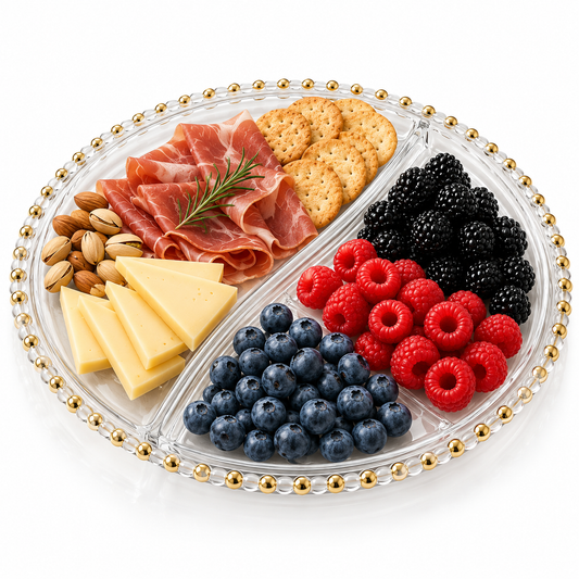 Danny Home Divided Glass Serving Plate – 33 × 2cm