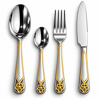 Royal Gold Blossom 24-Piece Cutlery Set