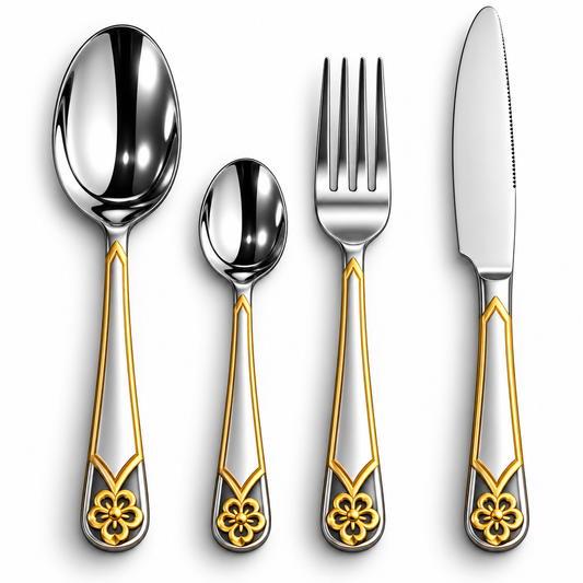 Royal Gold Blossom 24-Piece Cutlery Set