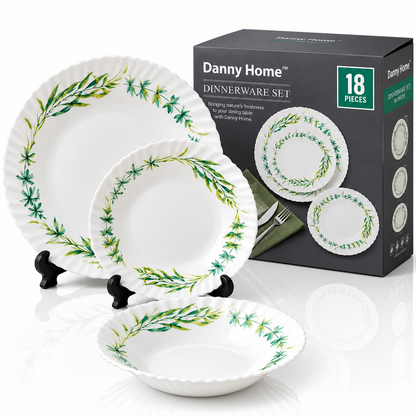 Danny Home 18 Pcs Botanical Dinnerware Set