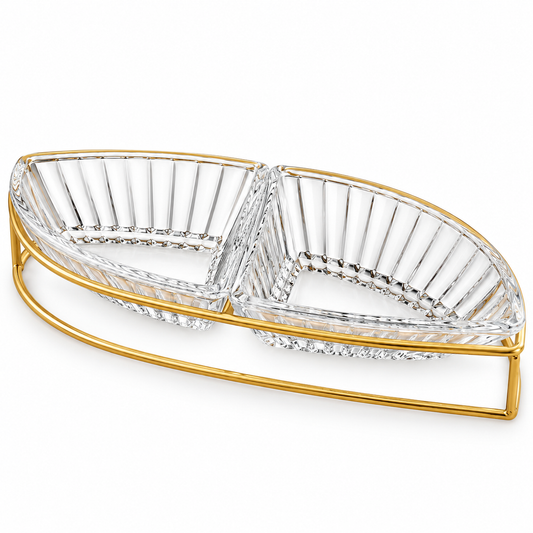 Danny Home 2-Section Glass Snack Bowl Set