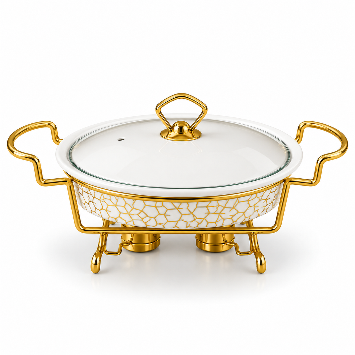 Brilliant Golden Harmony 11" Ceramic Casserole with Metal Stand