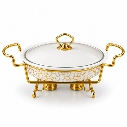 Brilliant Golden Harmony 11" Ceramic Casserole with Metal Stand