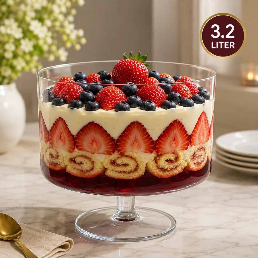 Glass Trifle Dessert Bowl 3.2Ltr