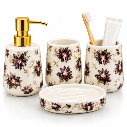 Brilliant Luxury Dark Flower Bathroom Accessory Set