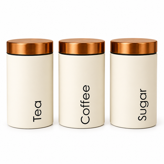 3 Pcs Matte White Metal Kitchen Storage Canisters