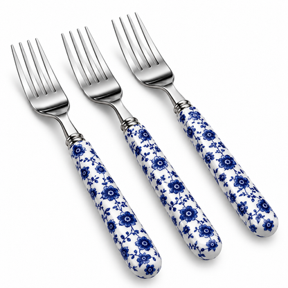 Danny Home Blue Flower Dinner Fork Set – 3 Pieces (19.5 cm)