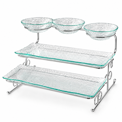 Danny Home 2-Tier Glass Serving Tray Set