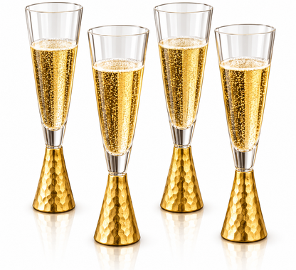 Hammered Champagne Flutes Glass - 4 Pcs