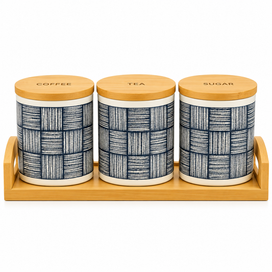 Blue Pattern Ceramic Jar Set
