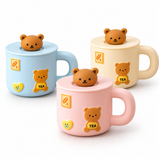 Ceramic Cute Bear Mug with Lid