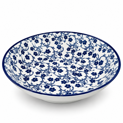 Danny Home Blue Flower 9-Inch Ceramic Deep Plate