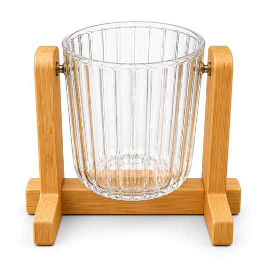 Premium Acrylic Organizer Cup with Wooden Stand