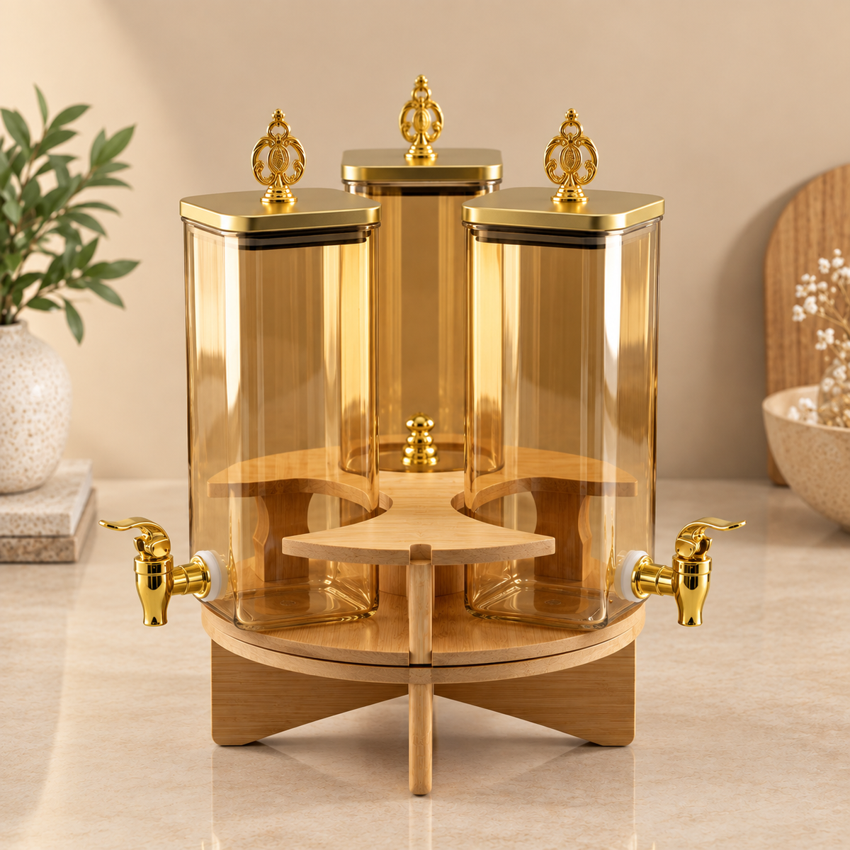3-in-1 Glass Beverage Dispenser – 2.2L (Gold)