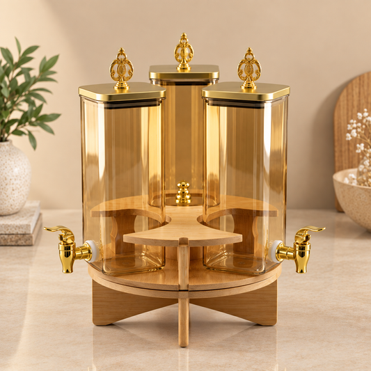 3-in-1 Glass Beverage Dispenser – 2.2L (Gold)