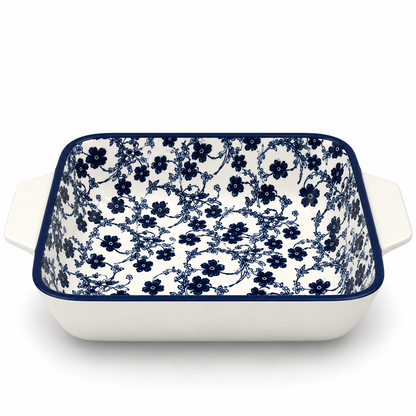 Danny Home Blue Flower 13-Inch Ceramic Casserole Dish