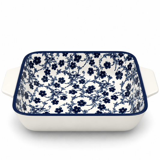 Danny Home Blue Flower 13-Inch Ceramic Casserole Dish