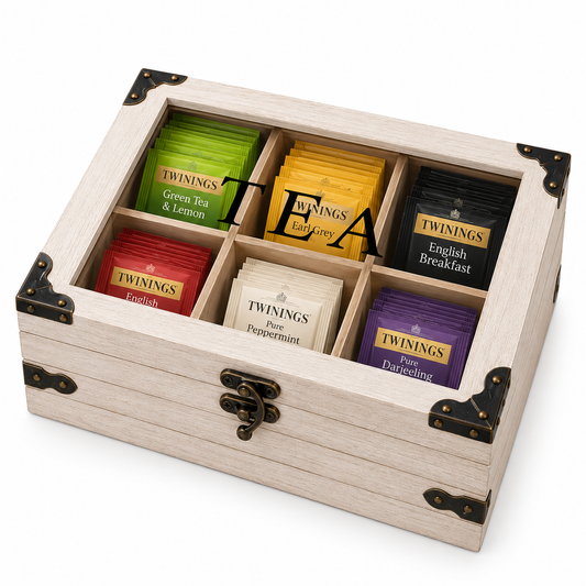 Rustic Wooden Tea Bag Storage Organizer