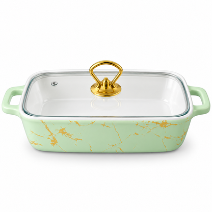 Brilliant 14-Inch Oval Ceramic Casserole Dish with Glass Lid