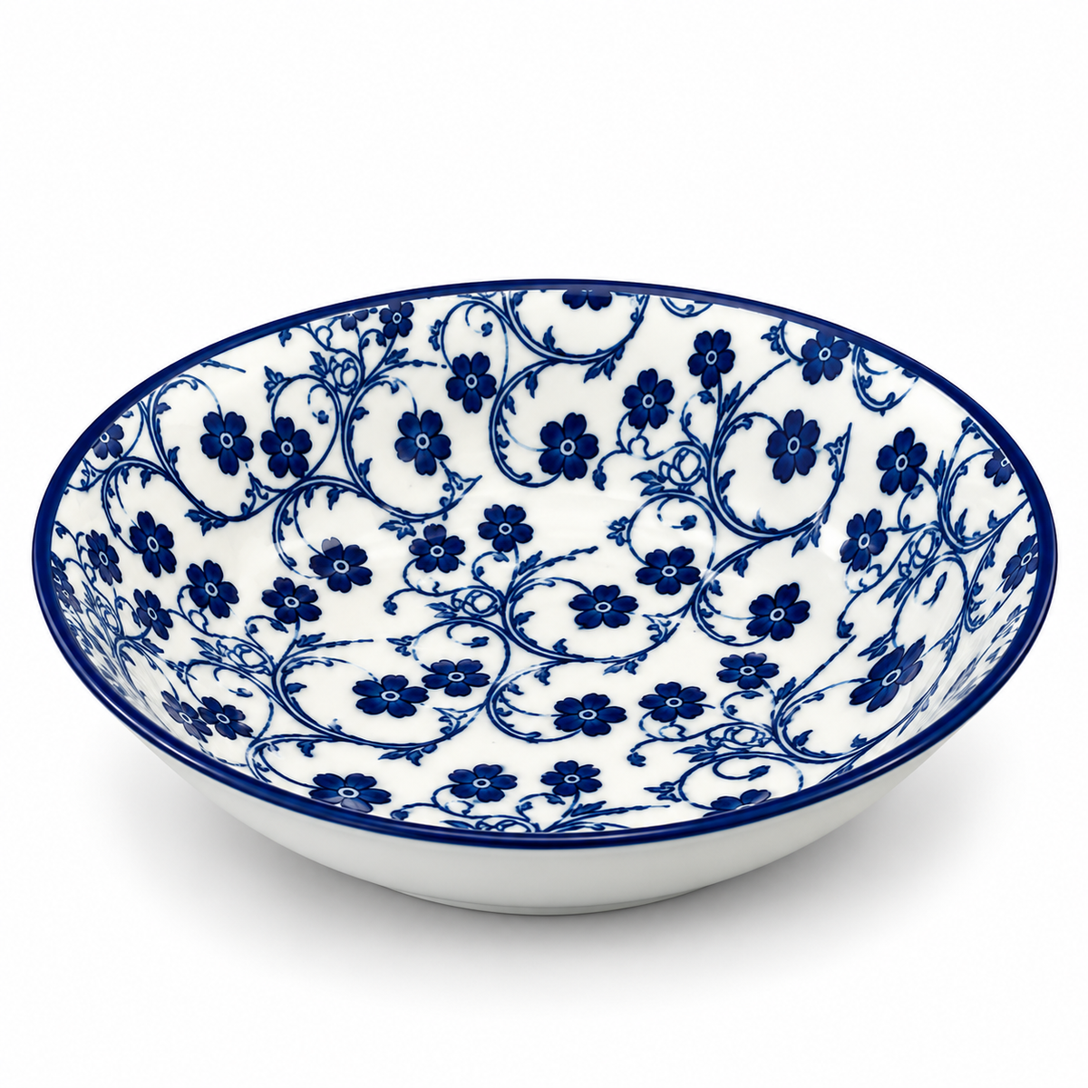 Danny Home Blue Flower 8-Inch Ceramic Deep Plate