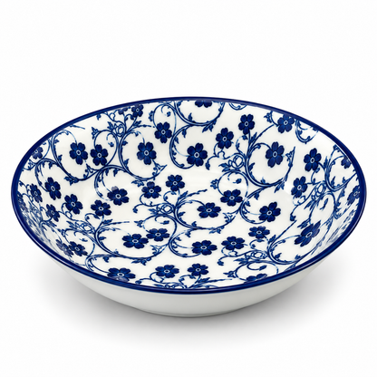 Danny Home Blue Flower 8-Inch Ceramic Deep Plate