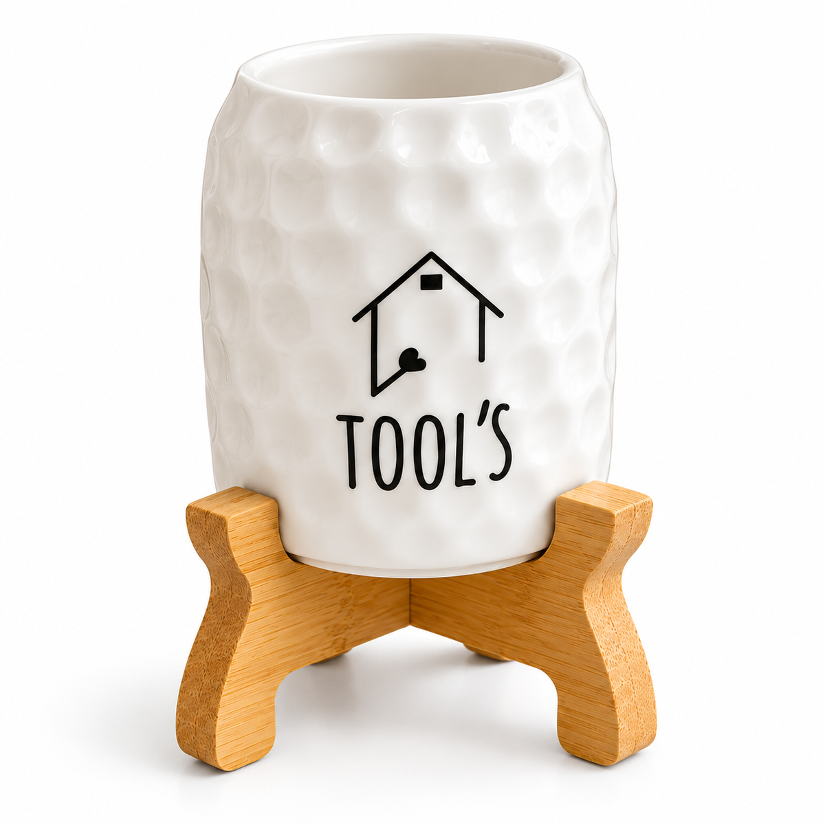 Ceramic Spoon Holder with Bamboo Stand