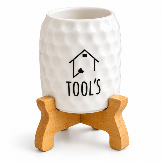 Ceramic Spoon Holder with Bamboo Stand