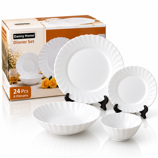 Danny Home 24 Pcs Snow White Dinner Set