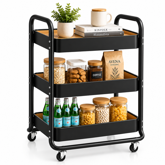 Danny Home 3-Tier Storage Trolley - Black