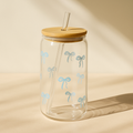 Bow Style Mason Jar With Straw