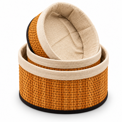Premium Bamboo Storage Basket Set – 3 Pcs | Round