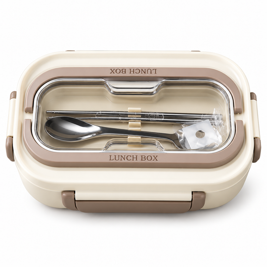3-Compartment Bento Lunch Box with Bowl, Spoon & Fork