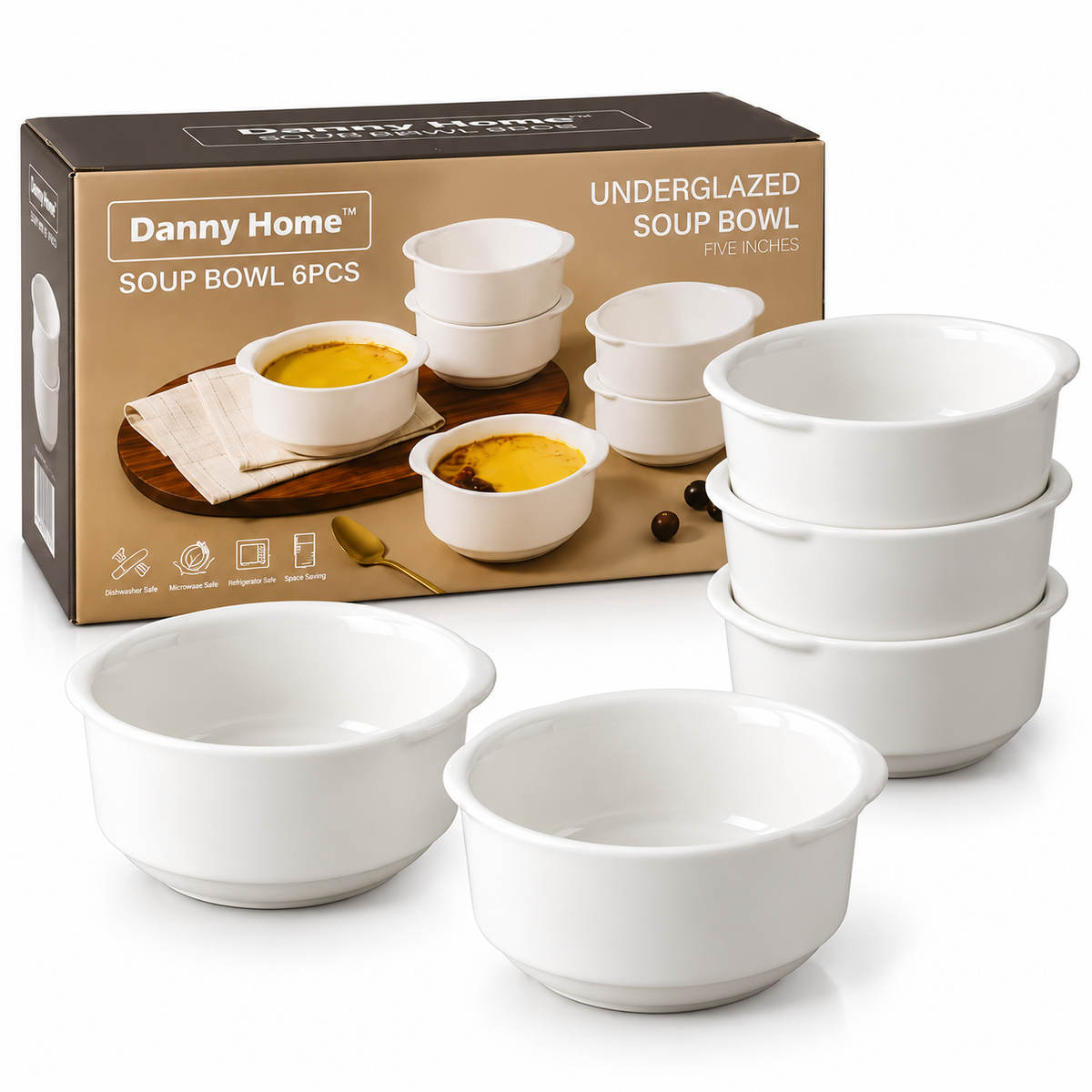 Danny Home Ceramic Soup Bowl Set 6pcs
