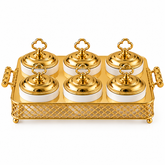 Brilliant 6-Piece Round Bowl Set with Metal Stand