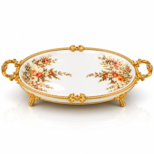 Brilliant Royal Garden Gold Oblong Deep Tray – 42x21x6cm