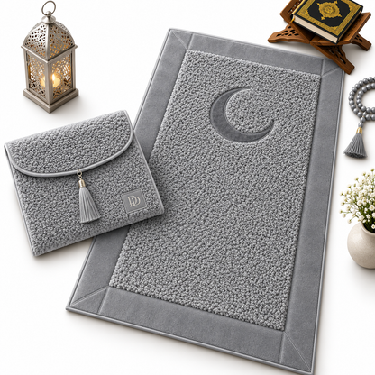 HomeIbadah Turkish Fleece Prayer Mat - Light Grey