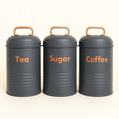 Vintage Metal Canister Set - Grey